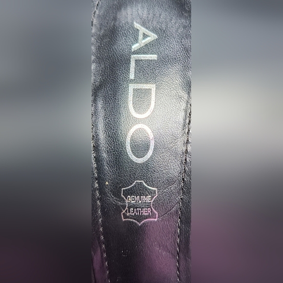 Aldo Faur Fur Leopard Print Peep Toe Genuine Leather Stiletto Heels 8 - Picture 5 of 9